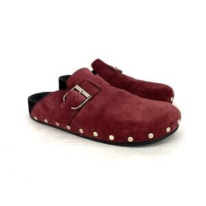 Veronica Beard Fern Suede Mule Clog Maroon Red Women's Size 9